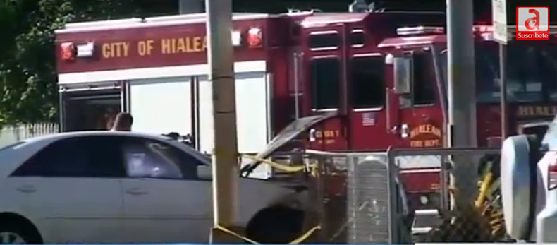 Estas son las imágenes del dramático accidente en una concurrida intersección de Hialeah que desato un incendio y provocó el pánico entre los residentes de la zona.