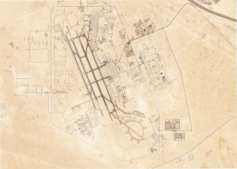 Esta imagen satelital de Planet Labs PBC muestra la base aérea Al Udeid el domingo 15 de junio de 2025, en las afueras de Doha, Qatar. (Planet Labs PBC vía AP)