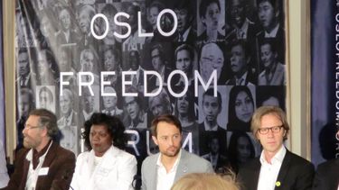Berta Soler participa en el Oslo Freedom Forum en la capital de Noruega.