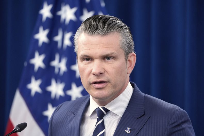 El secretario de defensa estadounidense Pete Hegseth en conferencia de prensa en el Pentágono en Washington, el 22 de junio del 2025. (AP foto/Alex Brandon)