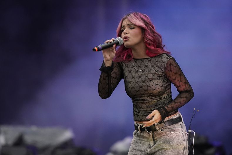 La cantante estadounidense Delilah durante su concierto en el festival Arre en la Ciudad de México el domingo 8 de septiembre de 2024. (Foto AP/Felix Marquez)