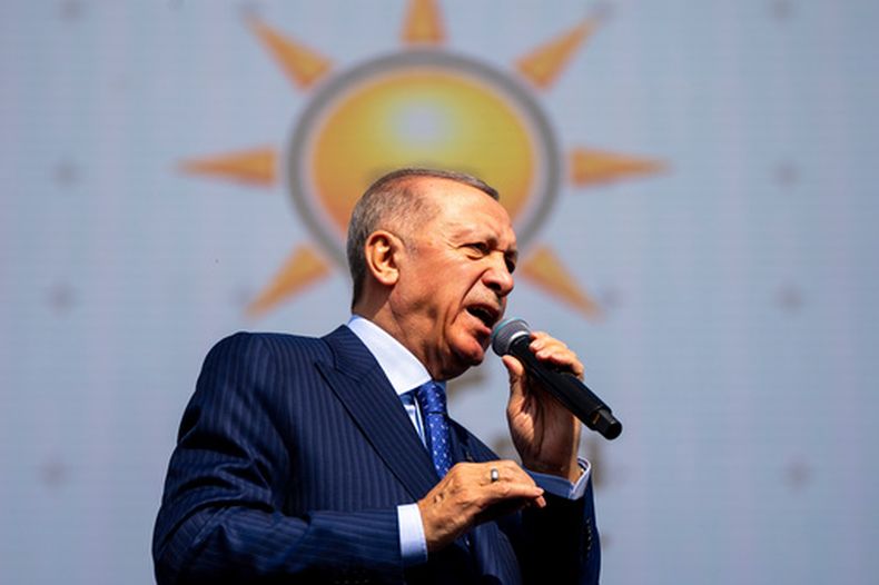 El presidente turco Recep Tayyip Erdogan en un evento en Estambul el 24 de marzo del 2024. (AP foto/Francisco Seco)