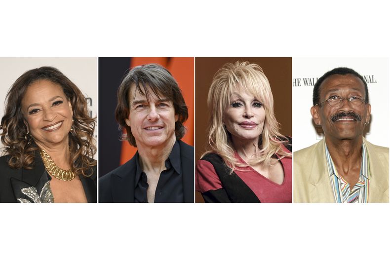 Esta combinación de fotos muestra a la coreógrafa Debbie Allen, de izquierda a derecha, el actor Tom Cruise, la artista Dolly Parton y el diseñador de producción Wynn Thomas. (Foto AP)