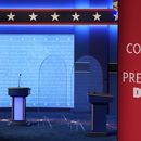 El escenario en la Universidad de Belmont en Nashville, Tennessee, antes del debate el 21 de octubre de 2020. (Foto AP/Patrick Semansky)