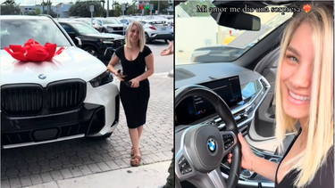 video: claudia artiles, emocionada por el bmw x5 que le regalo ultrack: vive para que yo sea feliz