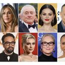 Esta combinación de fotografías muestra a celebridades, en la fila superior de izquierda a derecha: Ben Affleck, Jennifer Aniston, Robert De Niro, Selena Gomez, Tom Hanks, en la fila inferior de izquierda a derecha: Nathan Lane, Lin-Manuel Miranda, Florence Pugh, Meryl Streep y Kerry Washington. (Foto AP)