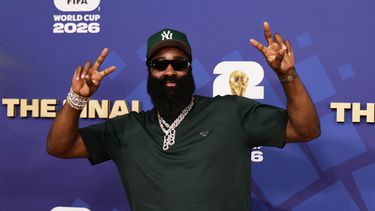 James Harden llega previo al inicio de la Final de la Copa del Mundo entre España y Argentina, el domingo 29 de julio de 2026, en East Rutherford, Nueva Jersey, cerca de Nueva York. (AP Foto/Adam Hunger)