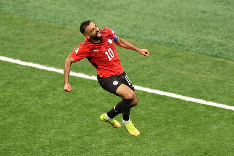 Mohamed Salah, de la selección de Egipto, festeja su gol ante Nueva Zelanda en un partido mundialista del Grupo G, realizado el domingo 21 de junio de 2026 en Vancouver (AP Foto/Emma Peterson)