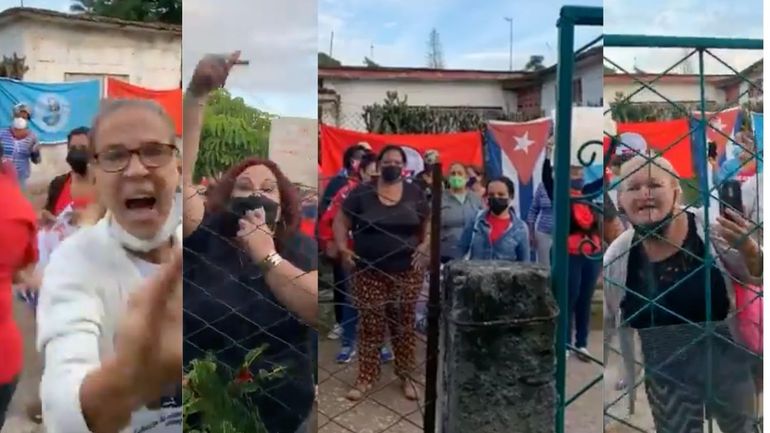 Turbas castristas le hacen violento acto de repudio a Saily González en Santa Clara