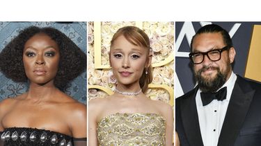 Esta combinación de fotos muestra a los actores, de izquierda a derecha, Danielle Deadwyler, Ariana Grande y Jason Momoa. (Foto AP)