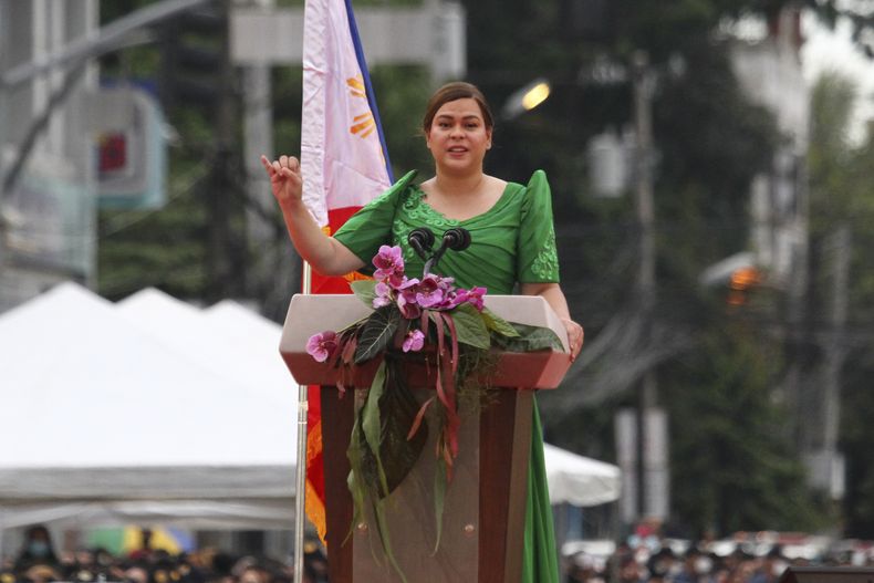 La vicepresidenta electa filipina Sara Duterte en Davao, Filipinas, el 19 de junio del 2022. (AP foto/Manman Dejeto)