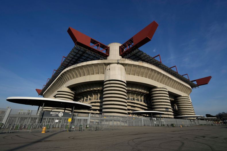 ARCHIVO - Vista del estadio San Siro de Milán, el 29 de enero de 2025. (AP Foto/Luca Bruno)