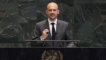 El ministro de Relaciones Exteriores de Francia, Jean-Noël Barrot, habla ante la Asamblea General de Naciones Unidas, el lunes 28 de julio de 2025, en Nueva York. (AP Foto/Richard Drew)
