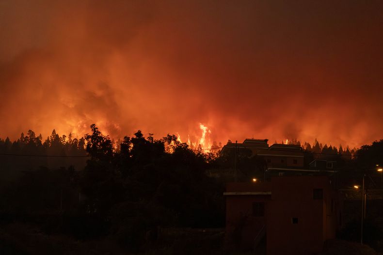 Los incendios en La Orotava en Tenerife, Islas Canarias, España, el 19 de agosto de 2023. (Foto AP /Arturo Rodriguez)
