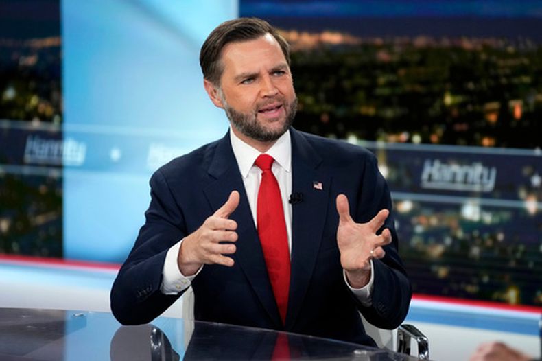 El vicepresidente, JD Vance, habla en una aparición en el programa Hannity el lunes 15 de junio de 2026, en Nueva York. (Foto by Charles Sykes/Invision/AP)