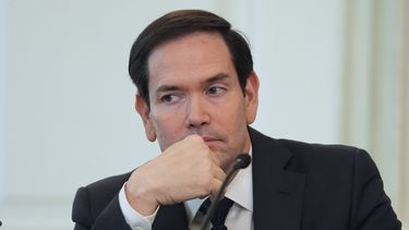 El secretario de Estado de Estados Unidos, Marco Rubio, durante una reunión sobre antifa en la Casa Blanca, el 8 de octubre de 2025, en Washington. (AP Foto/Evan Vucci)