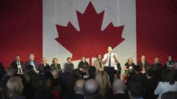 El primer ministro de Canadá, Justin Trudeau, durante una cumbre económica en Toronto el viernes 7 de febrero de 2025. (Frank Gunn/The Canadian Press vía AP)
