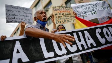 trabajadores publicos venezolanos exigen pagos y la liberacion de sindicalistas