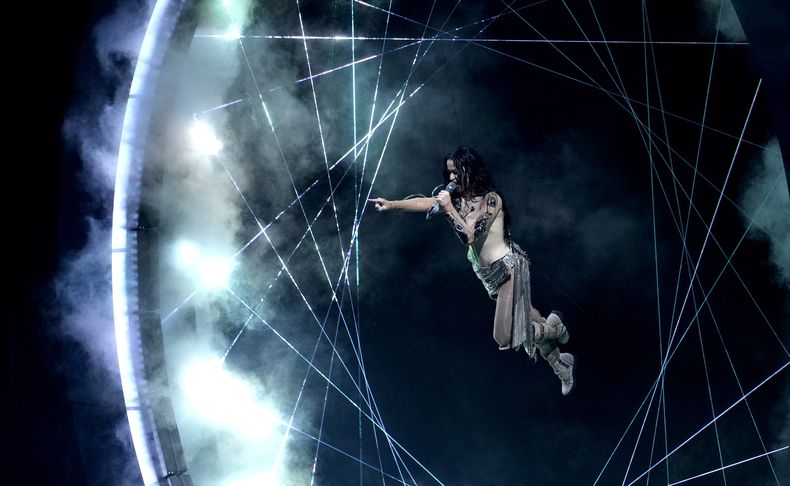 Katy Perry durante su presentación en los Premios MTV a los Videos Musicales el miércoles 11 de septiembre de 2024 en el UBS Arena de Elmont, Nueva York. (Foto Charles Sykes/Invision/AP)