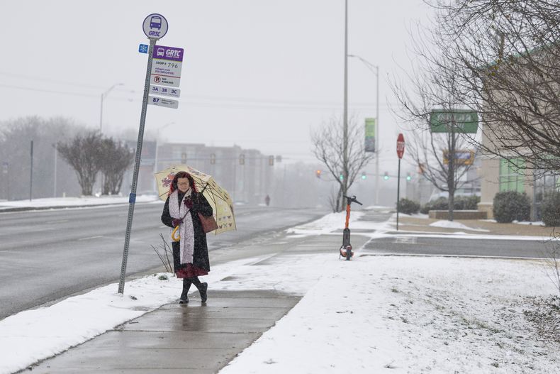 La tormenta invernal en Richmond, Virginia, el 19 de febrero del 2025. (Margo Wagner/Richmond Times-Dispatch via AP)