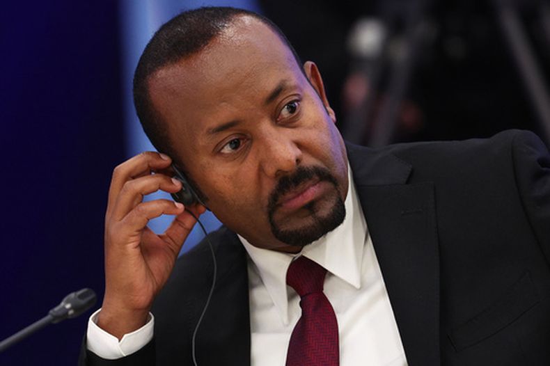 El primer ministro de Etiopía Abiy Ahmed Ali en una conferencia en Moscú, el 25 de septiembre del 2025. (Sergei Bulkin, Sputnik, Kremlin Pool Photo via AP)