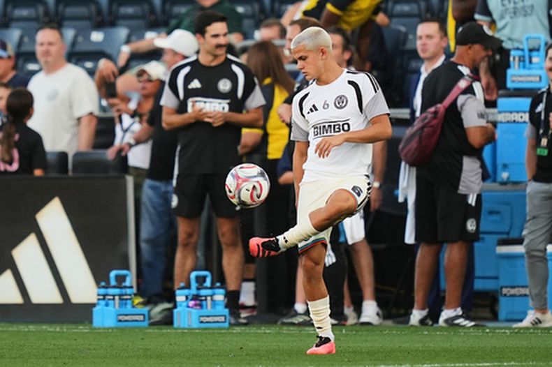 Cavan Sullivan del Filadelfia Union previo al partido contra Inter Miami en la MLS, el miércoles 19 de agosto de 2026, en Chester, Pennsylvania. (AP Foto/Matt Rourke)