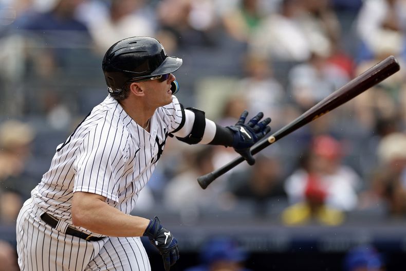 Josh Donaldson, bateador designado de los Yanquis de Nueva York conectaba un cuadrangular en el segundo episodio del juego ante los Cachorros de Chicago en Nueva York. (AP Foto/Adam Hunger)