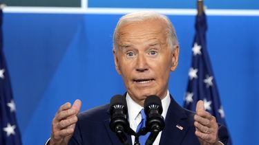 El presidente Joe Biden durante una conferencia de prensa tras la cumbre de la OTAN, el jueves 11 de julio de 2024, en Washington. (AP Photo/Susan Walsh)