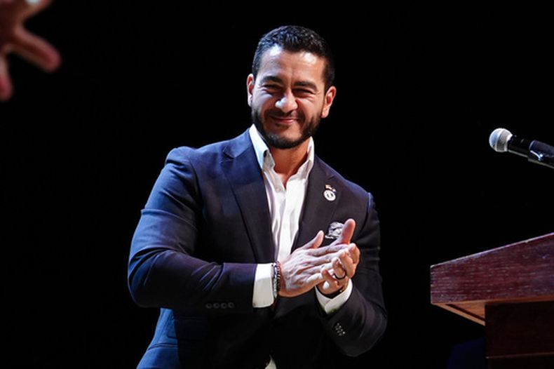 Abdul El-Sayed, candidato en la primaria senatorial demócrata en Michigan, en Detroit el 5 de agosto del 2026. (AP foto/Julia Demaree Nikhinson)