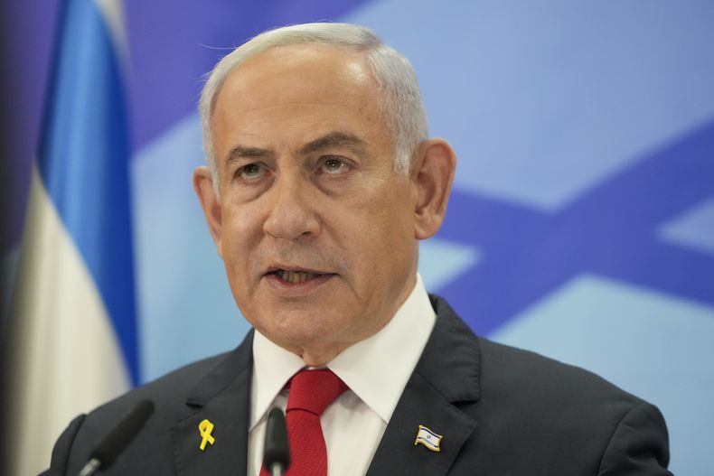 ARCHIVO - El primer ministro israelí, Benjamin Netanyahu, habla durante una conferencia de prensa en Jerusalén, el 9 de diciembre de 2024. (AP Foto/Maya Alleruzzo, Pool, Archivo)