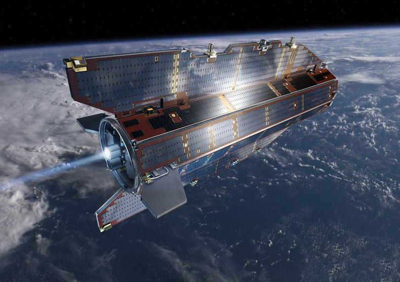 Imagen del sat&eacute;lite GOCE proporcionada por la Agencia Espacial Europea (ESA) que se qued&oacute; sin combustible y cay&oacute; a tierra el domingo por la noche sin da&ntilde;os reportados. (Foto AP/Agencia Espacial Europea ESA)