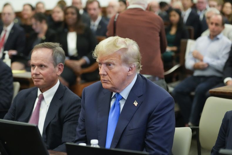 El expresidente Donald Trump en el tribunal en la ciudad de Nueva York el 2 de octubre de 2023. (Foto AP /Seth Wenig, Pool)