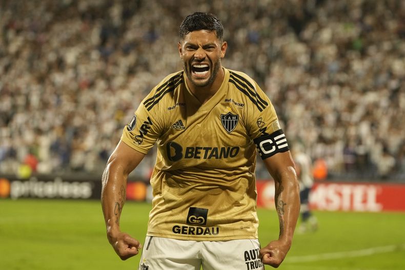 Hulk de Atlético Mineiro de Brasil celebra su gol ante Alianza Lima de Perú en la Copa Libertadores, el martes 6 de junio de 2023. (AP Foto/Martín Mejía)