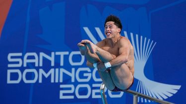 El mexicano Randal Willars durante una práctica de los clavados de los Juegos Centroamericanos y del Caribe, el domingo 26 de julio de 2026, en Santo Domingo. (AP Foto/Fernando Vergara)