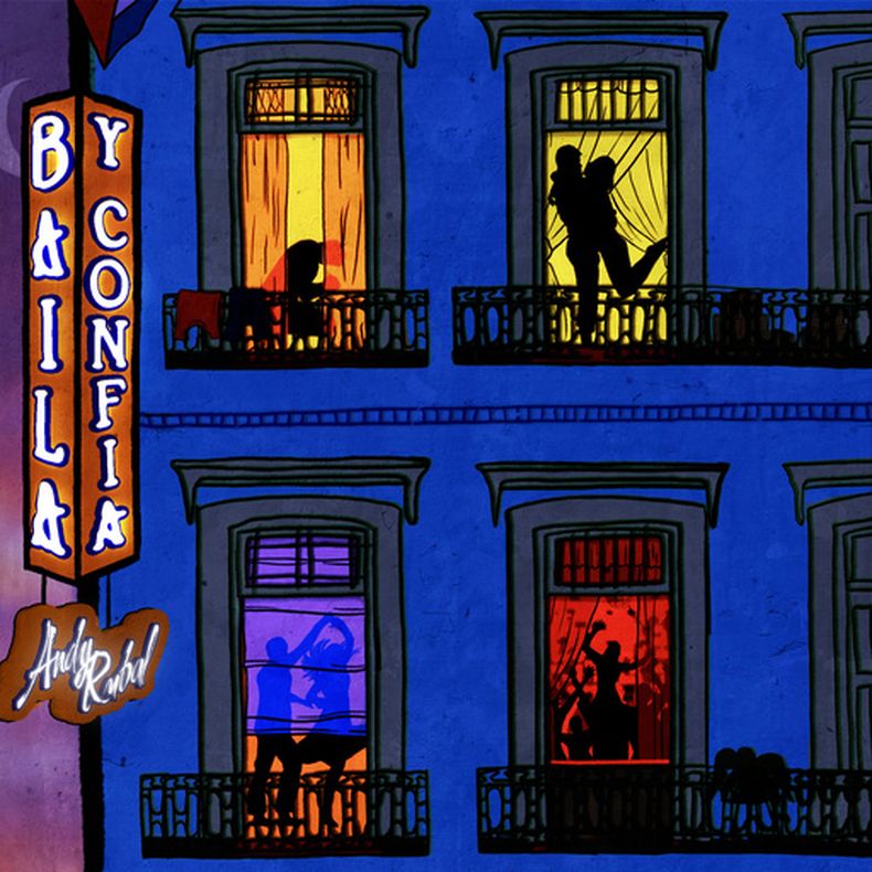 Esta imagen de portada publicada por MoonSun Musik muestra el arte de Baila y Confia de Andy Rubal. (MoonSun Musik via AP)