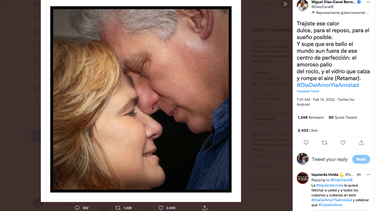 diaz-canel publica romantica foto junto a su esposa y los memes no se hicieron esperar