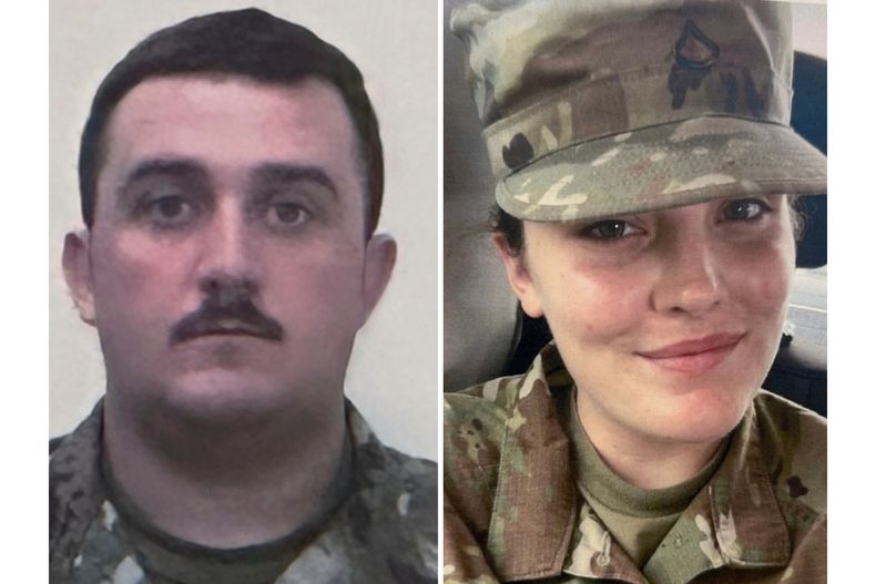En esta combinación de fotos proporcionada por la Fiscalía de Estados Unidos el jueves 27 de noviembre de 2025, aparecen los miembros de la Guardia Nacional, de izquierda a derecha, el sargento primero Andrew Wolfe y la especialista Sarah Beckstrom. (Fiscalía de Estados Unidos vía AP)