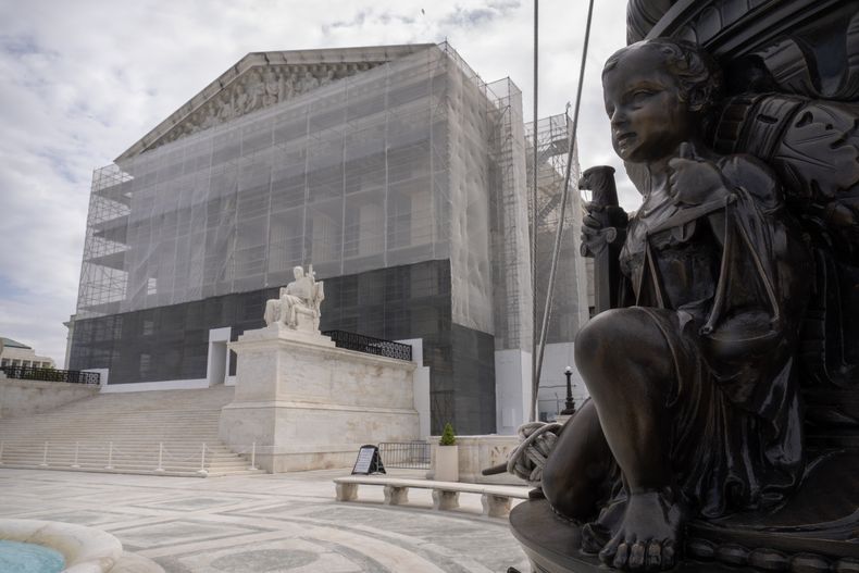 El edificio de la Corte Suprema, el miércoles 30 de abril de 2025, en Washington. (AP Foto/Mark Schiefelbein)