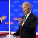 Esta combinación de fotografías muestra al precandidato presidencial republicano Donald Trump, a la izquierda, y al presidente estadounidense Joe Biden durante un debate organizado por CNN, el jueves 27 de junio de 2024 en Atlanta. (AP Foto/Gerald Herbert)