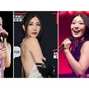 Esta combinación de fotos muestra a Rosé actuando en el Global Citizen Festival en Nueva York el 27 de septiembre de 2025, a la izquierda, Ejae, de KPop Demon Hunters, en la gala de honores A Year in TIME en Nueva York el 10 de diciembre de 2025, en el centro, y Yoonchae, de KATSEYE, actuando en Inglewood, California, el 12 de diciembre de 2025. (Foto AP)