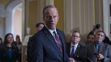 El líder de la mayoría en el Senado, John Thune, habla sobre el plan de inmigración de los legisladores republicanos en el Capitolio de Washington el martes 14 de enero de 2025. (AP Foto/J. Scott Applewhite)