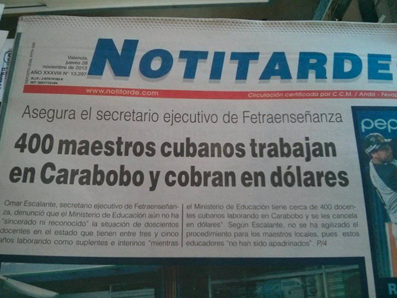 Denunció de Omar Escalante: "400 maestros cubanos trabajan en Carabobo y cobran en dólares"