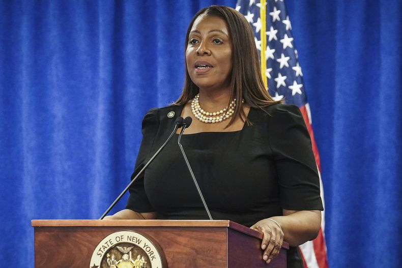 ARCHIVO – La fiscal general de Nueva York, Letitia James, el 16 de febrero de 2024, en Nueva York. (AP Foto/Bebeto Matthews, Archivo)