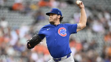 Justin Steele, de los Cachorros de Chicago, lanza en el segundo inning de un juego ante los Orioles de Baltimore, el jueves 11 de julio de 2024 (AP foto/Nick Wass)