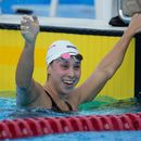 La puertorriqueña Kristen Romano celebra tras ganar la medalla de oro de los 200 metros combinados de los Juegos Centroamericanos y del Caribe, el martes 28 de julio de 2026, en Santo Domingo. (AP Foto/Fernando Vergara)