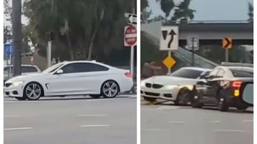 captado en camara cuando patrullero de miami  baleo a conductor que intento fugarse luego de detenerlo