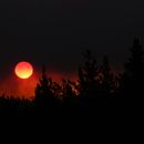 El sol se pone en medio de los incendios forestales el 3 de febrero de 2024, en Viña del Mar, Chile. (AP Foto/Esteban Félix)