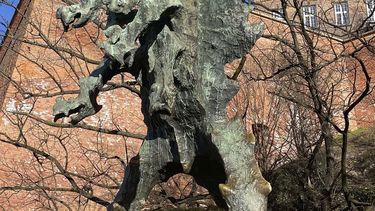 La escultura de dragón en Cracovia, Polonia, el 29 de enero del 2025. (AP foto/Krzysztof Wojdowski)