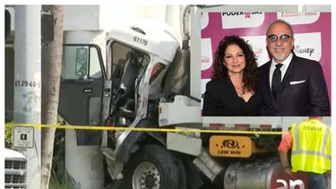 camion choca contra estudio de los estefan; deja 2 heridos
