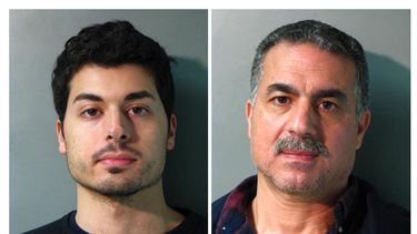 americateve | Fotos sin fecha provistas por la polic&iacute;a de Nueva York de Karim Jaghab y su padre Nabil Jaghab. Las autoridades de Long Island informaron que los dos fueron arrestados por hacer fraude con un billete de loter&iacute;a ganador en una tienda de comes